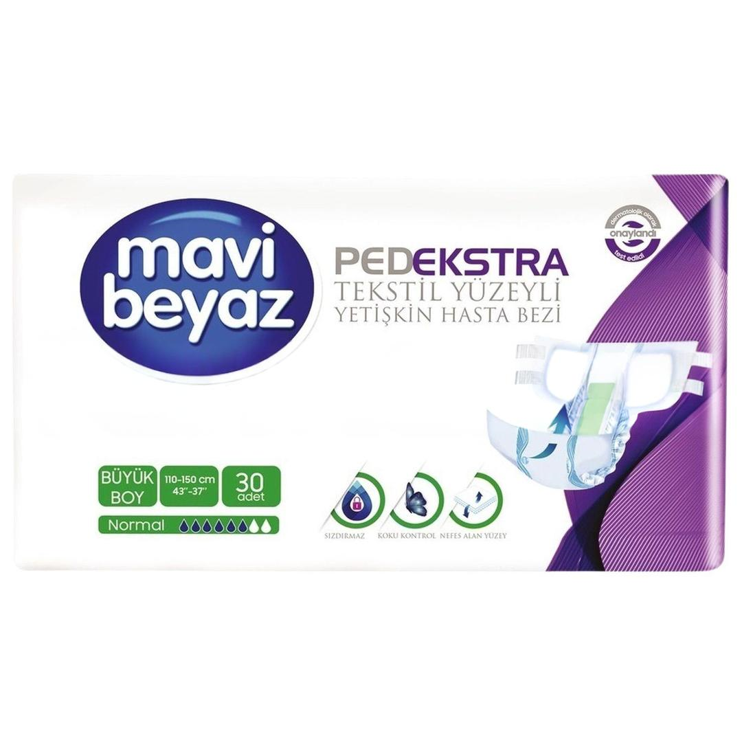 Mavi Beyaz Ped Extra Tekstil Yüzey Hasta Altı Bezi Large 30'lu