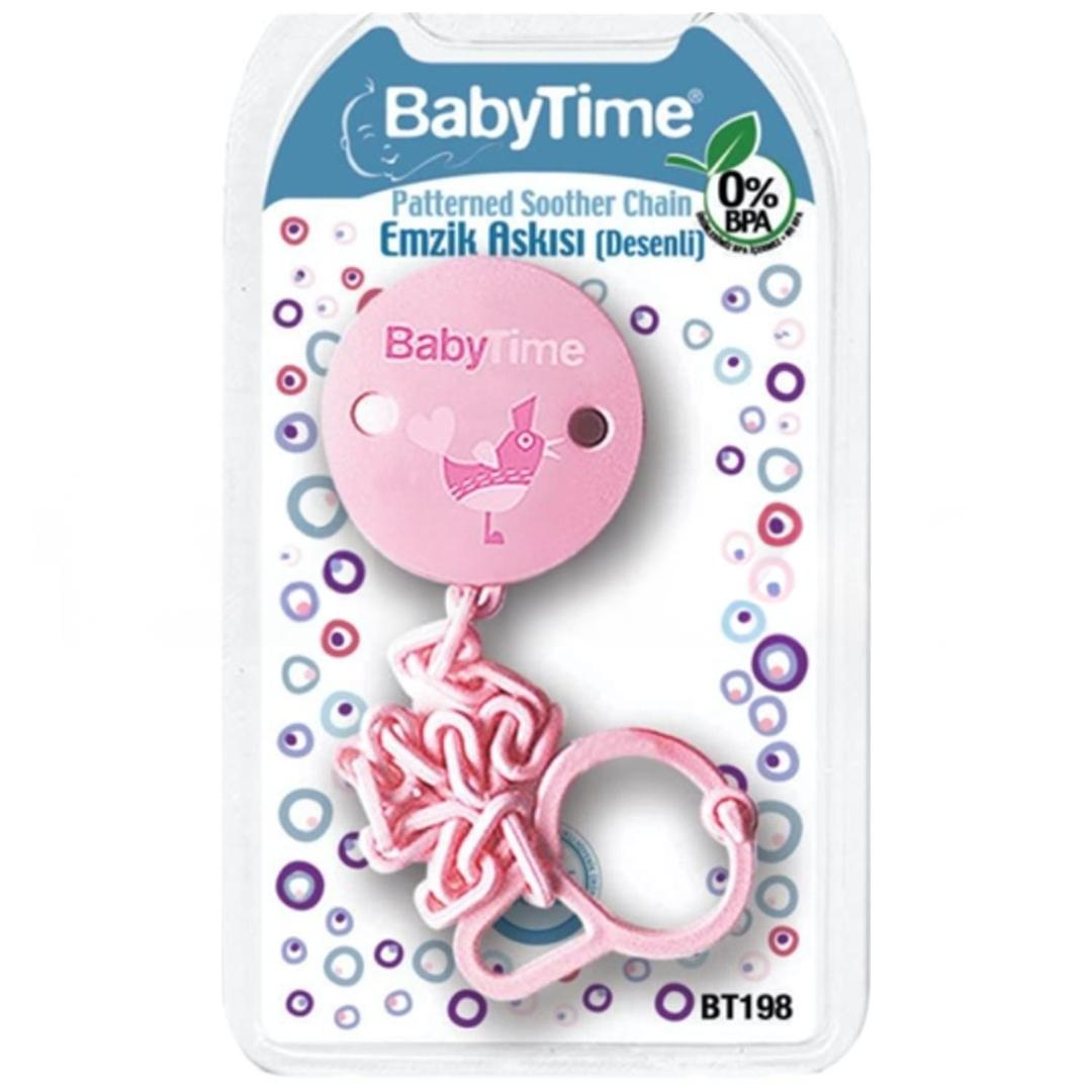 Baby Time BT198 Desenli Emzik Askısı - Pembe