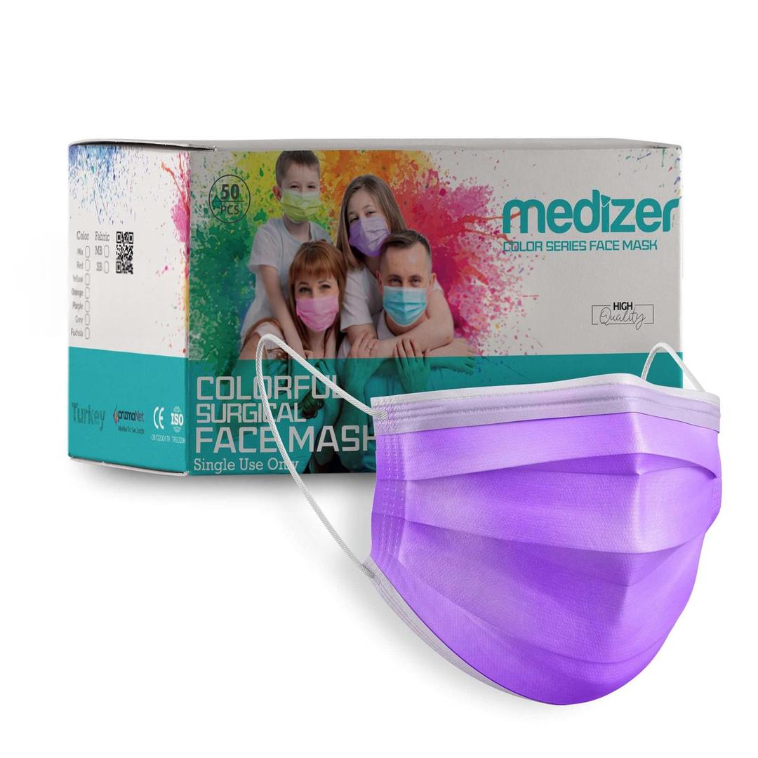 Medizer 3 Katlı Meltblown Lila Cerrahi Maske Telli 50'li - 20 Adet