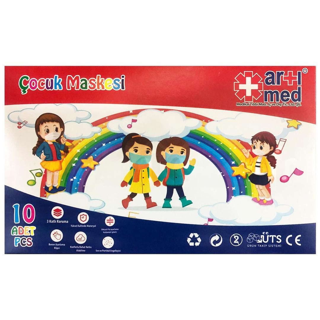 Artımed 3 Katlı Meltblown Çocuk Beyaz Cerrahi Maske Telli 10'lu
