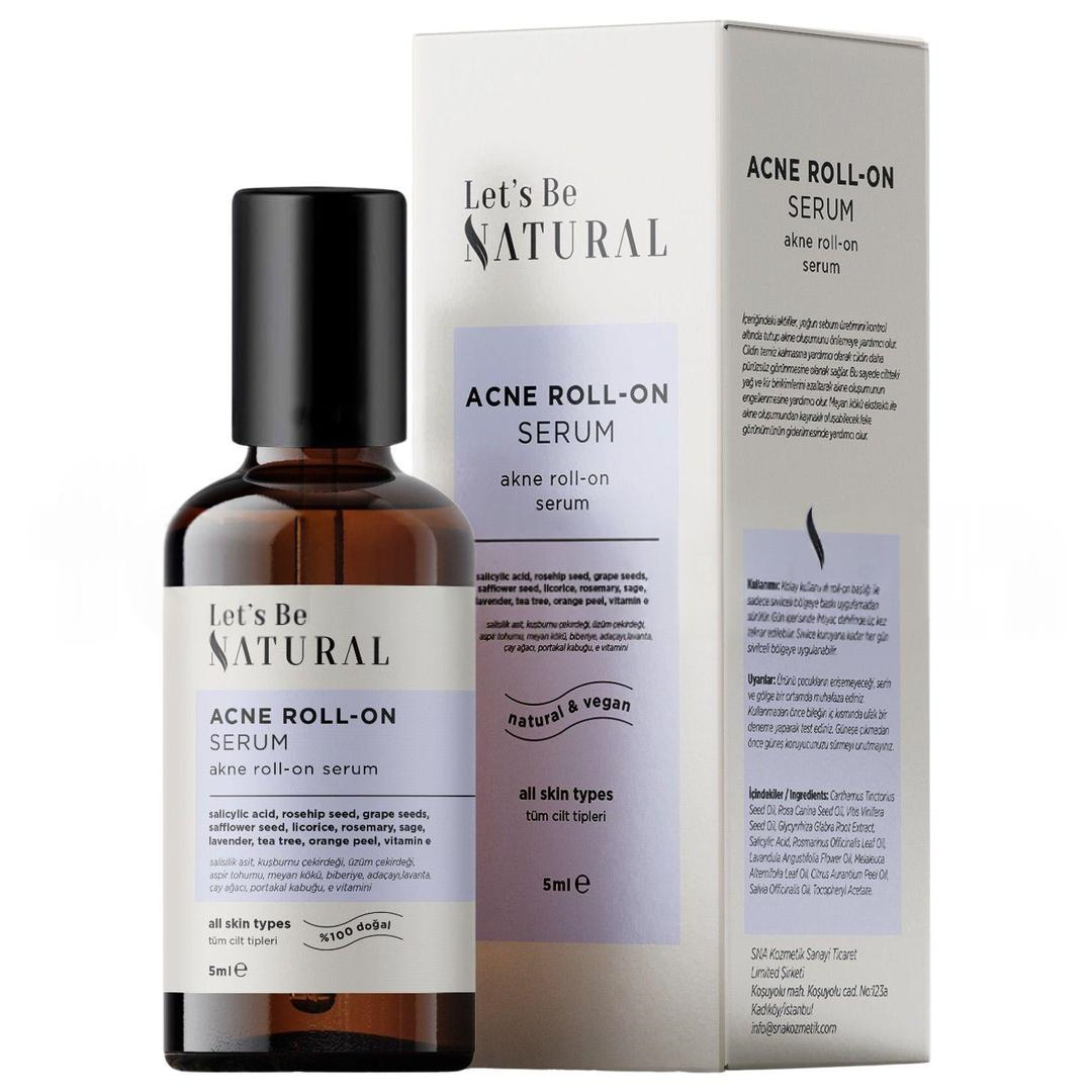 Let's Be Natural Akne Roll-On Serum %100 Doğal Salisilik Asit İçeren Siyah Nokta Serumu 5 ml