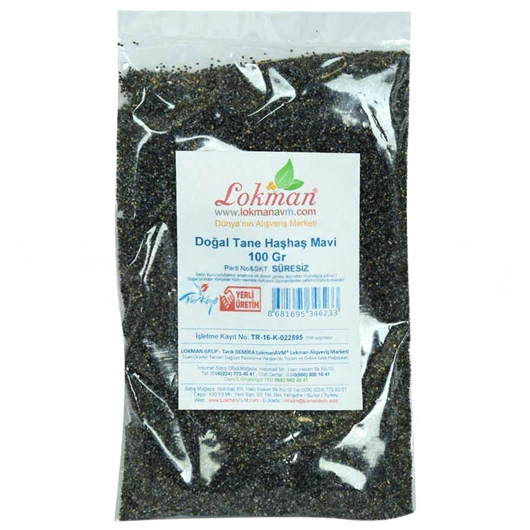 Lokmanavm Haşhaş Tohumu Tane Doğal Mavi 100 gr Paket