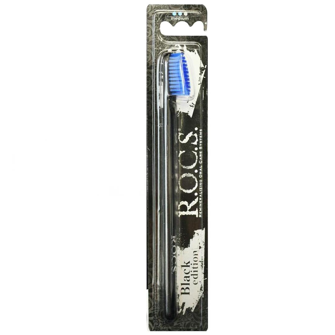 Rocs Black Edition Diş Fırçası Medium - Mavi