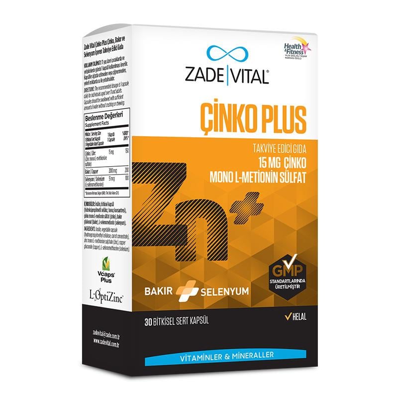 Zade Vital Çinko Plus Takviye Edici Gıda 30 Kapsül