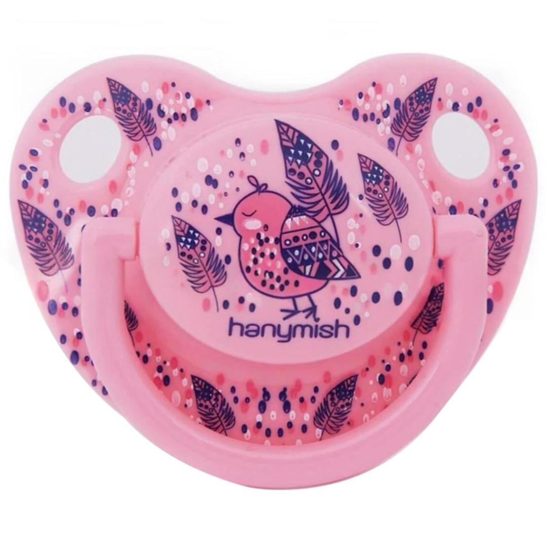 Hanymish Rainbow Silikon Damaklı Emzik No: 1 - Kuş Desenli Pembe