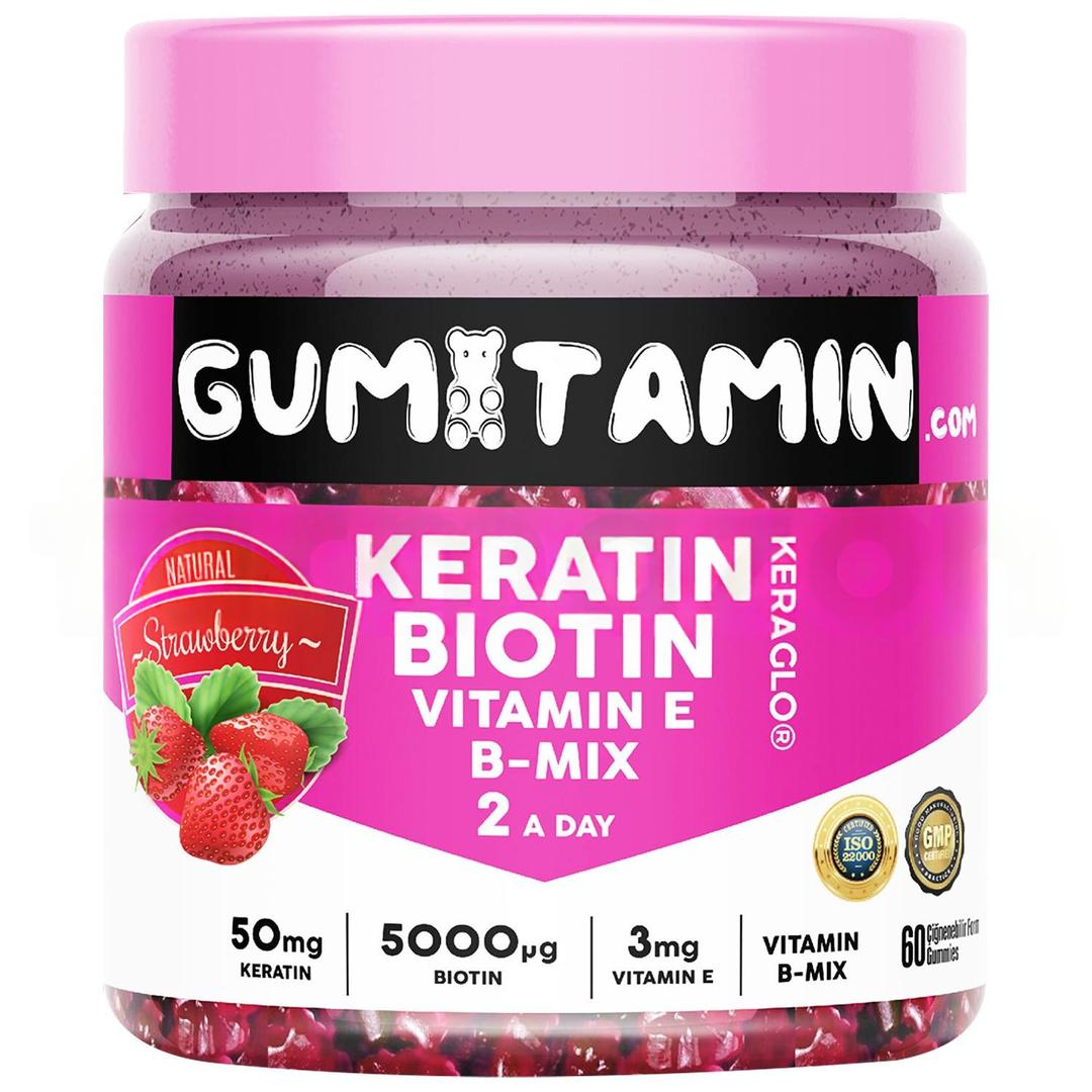 Gumitamin Keratin Biotin 5000 Saç ve Cilt Vitamini Çinko Vitamin E B12 B6 B5 Folik Asit 180 gr