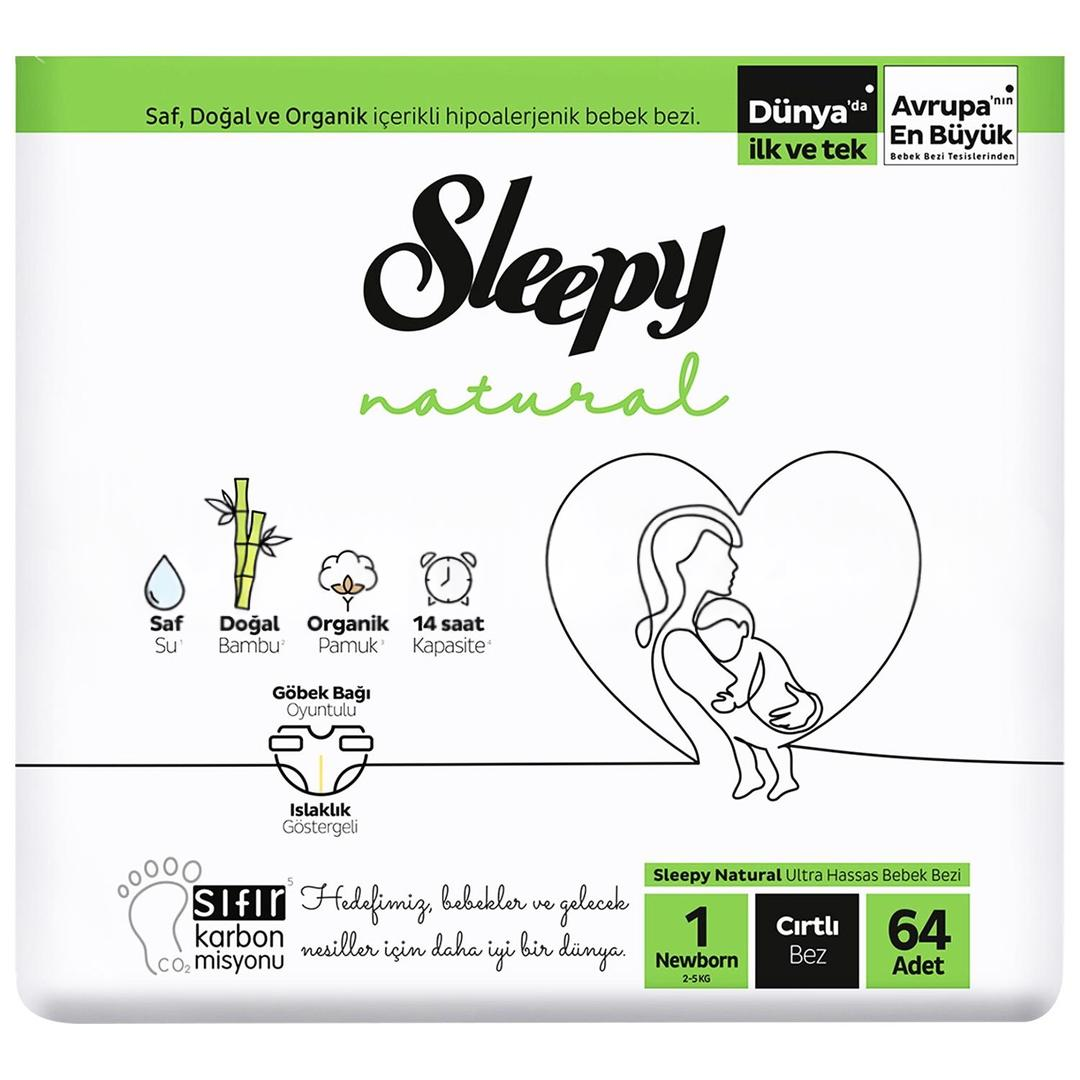 Sleepy Natural 1 Numara Yenidoğan Bebek Bezi 64'lü