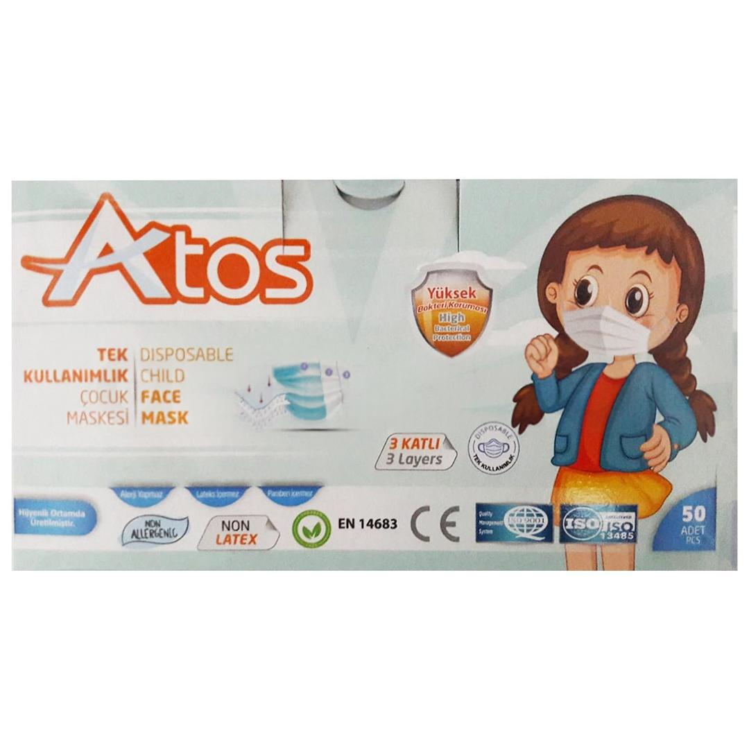Atos 3 Katlı Çocuk Cerrahi Maske Telli 50'li