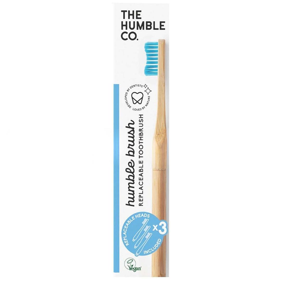 The Humble Co Brush Yetişkin Değiştirilebir Başlıklı Diş Fırçası Soft Mavi + 3 Yedek Başlık