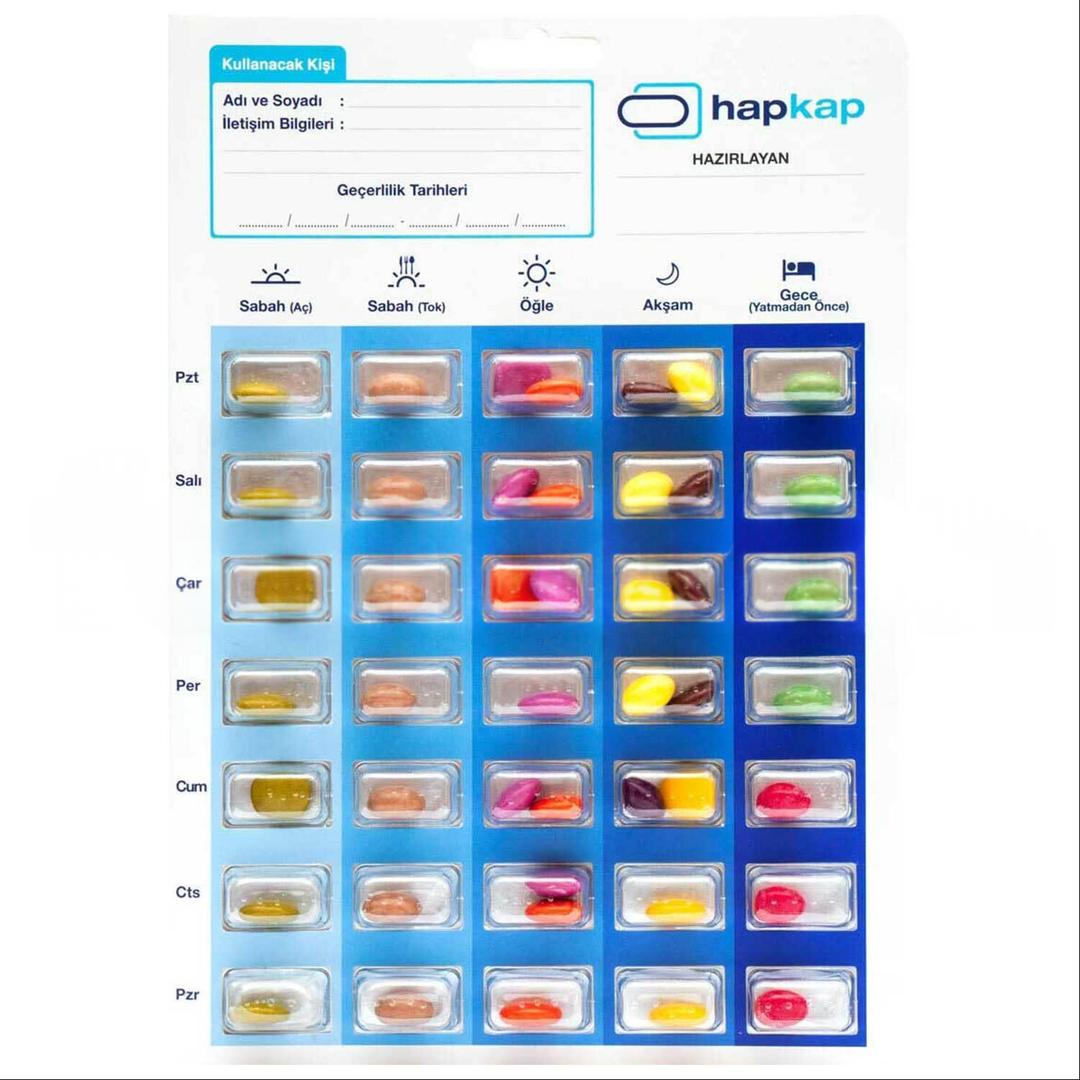 Hapkap Kişiye Özel Aylık Kapsül ve Tablet Paketleme Kiti Hp37 5 Öğün 7 Gün