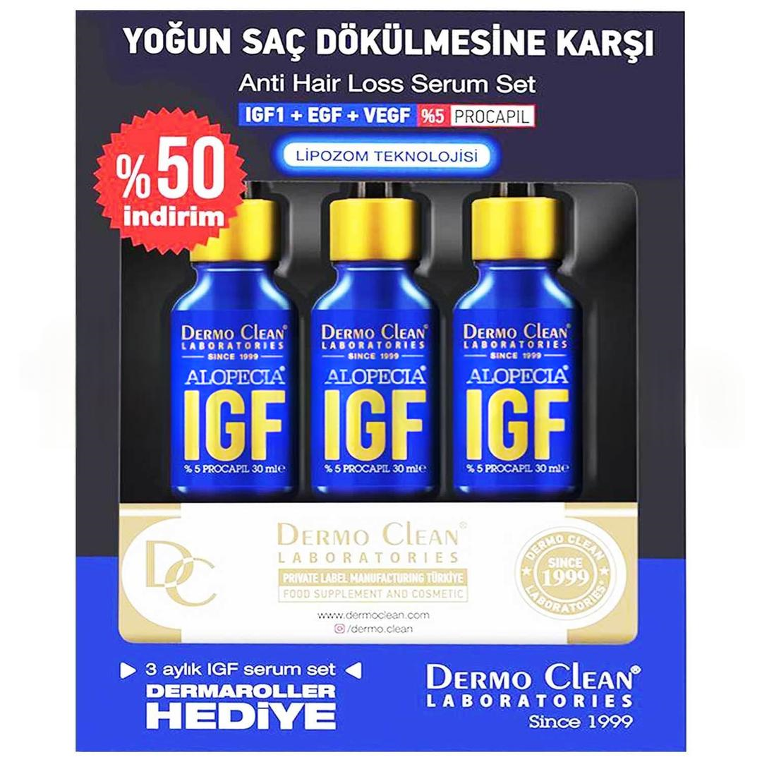Alopecia IGF ve Procapil İçerikli Saç Serumu 30 ml 3'lü + Dermaroller Hediyeli