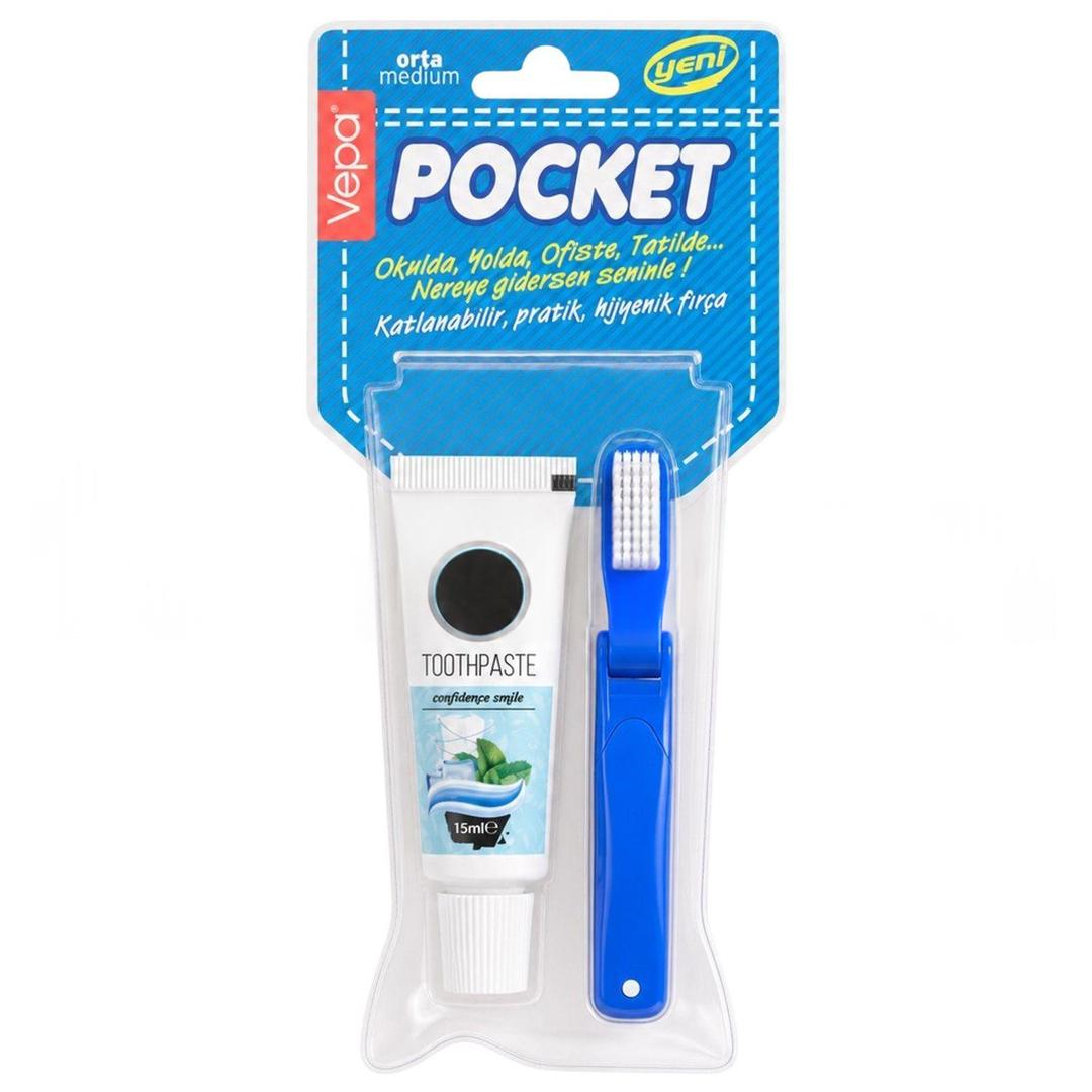 Vepa Pocket Seyahat Tipi Diş Fırçası + Diş Macunu 15 ml