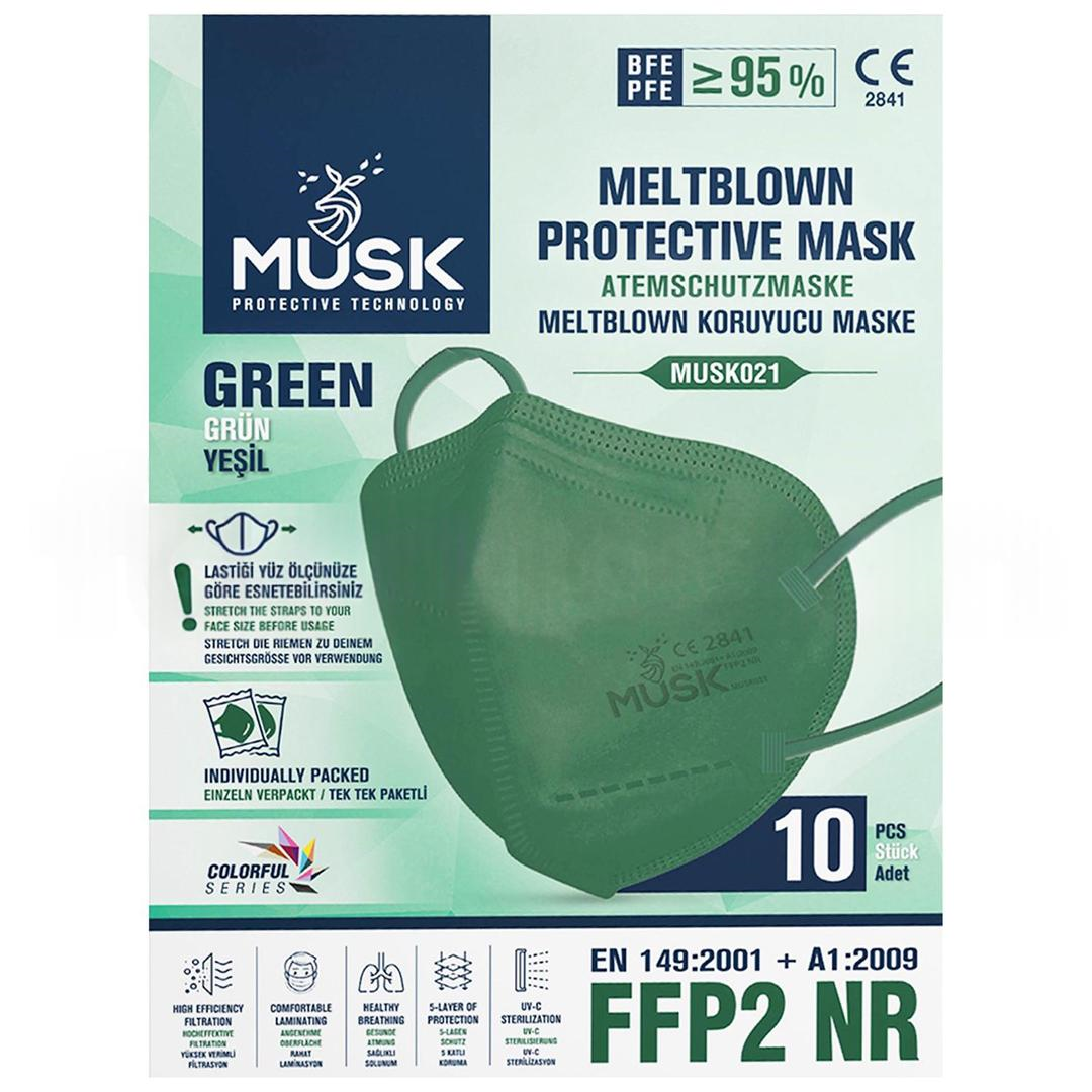 Musk Medikal FFP2 Yeşil Koruyucu Maske 10'lu