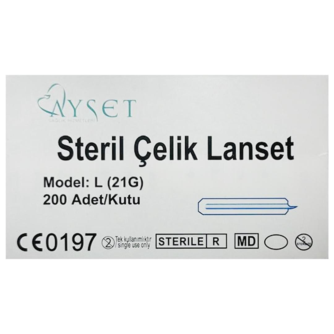 Ayset Steril Çelik Lanset 21G - 200 Adet