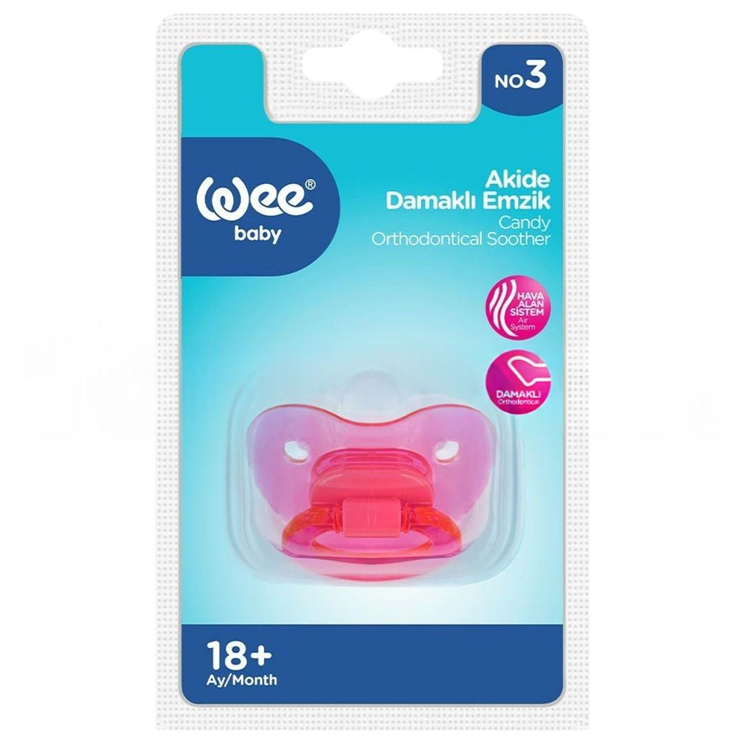 Wee Baby 113 Yalancı Emzik Silikon Akide Damaklı No: 3 - Pembe