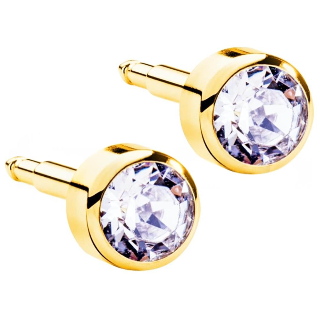 Nina Kulak Delme Küpesi Gold Beyaz Taşlı 12 Çift