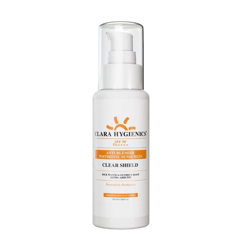 Clara Hygienics Clear Shield 50+ SPF Anti-Blemish Posbiotic Sunscreen 50 ml