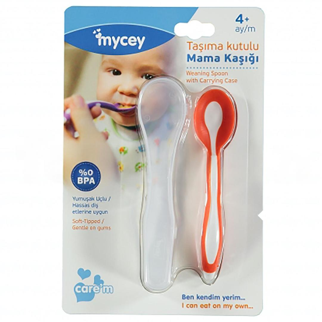 Mycey Taşıma Kutulu Mama Kaşığı - Turuncu