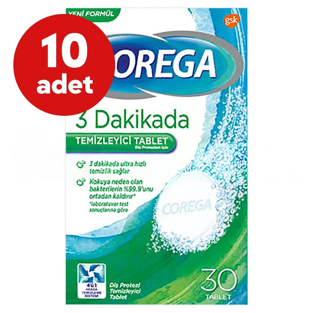 Corega 3 Dakikada Temizleyici 30 Tablet - 10 Adet - Eski Ambalaj