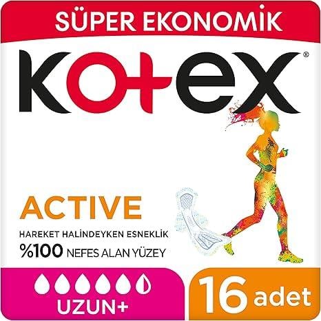 KOTEX ACTIVE QUADRO UZUN 16 lı