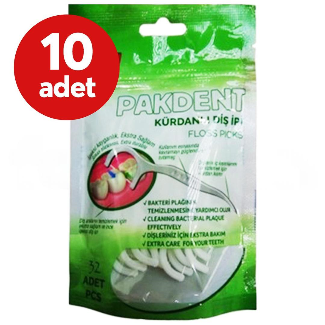 Pakdent Kürdanlı Diş İpi 32'li - 10 Adet