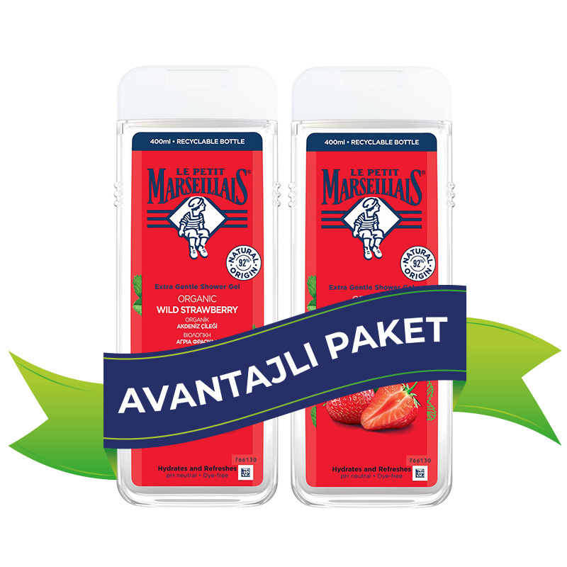 Le Petit Marseillais Organik Akdeniz Çileği Banyo ve Duş Jeli 400 ml x 2