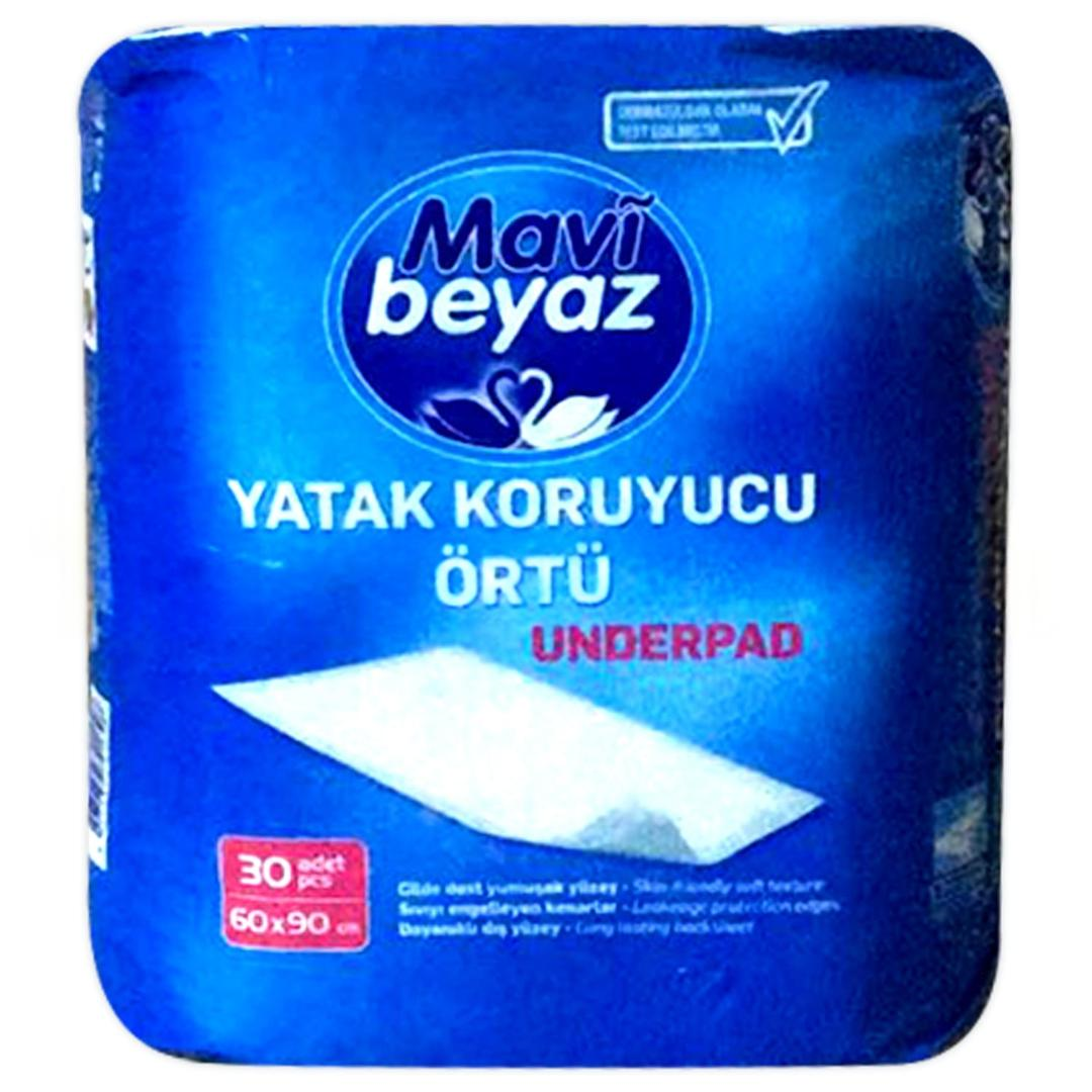 Mavi Beyaz Yatak Koruyucu Örtü 60 x 90 cm 30'lu