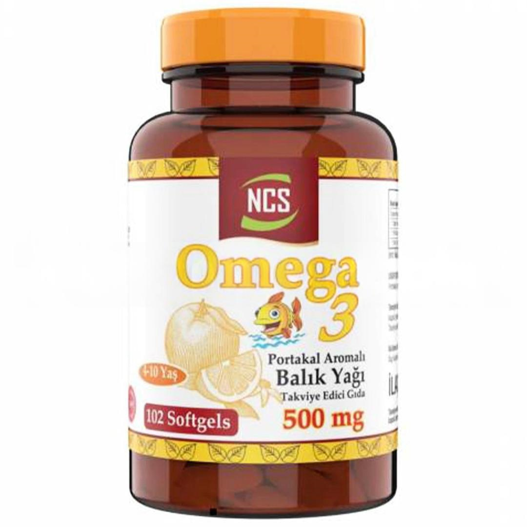 NCS Omega 3 Portakal Aromalı Çocuklar için Balık Yağı 102 Softgel