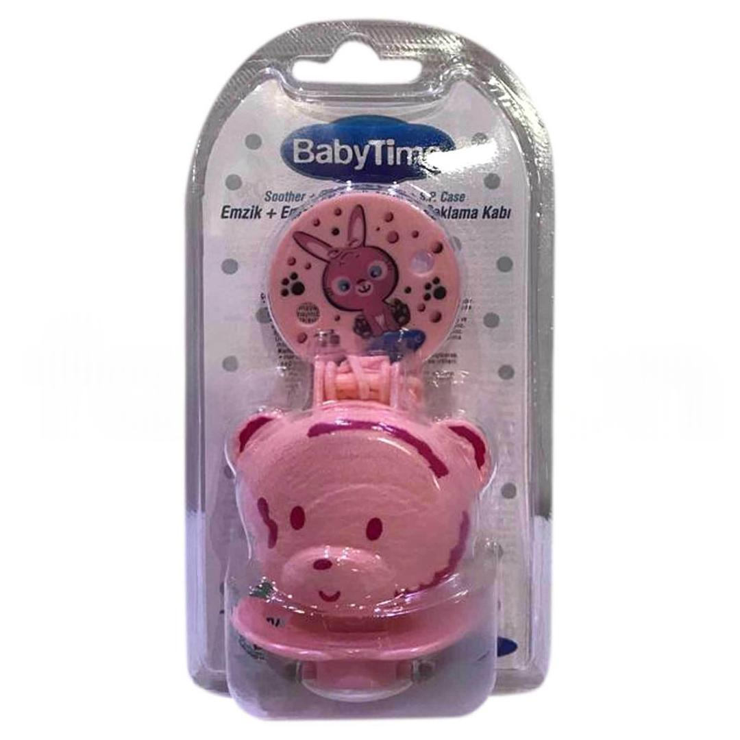 Baby Time BT199 Emzik Saklama Kabı + Askı + Emzik - Pembe