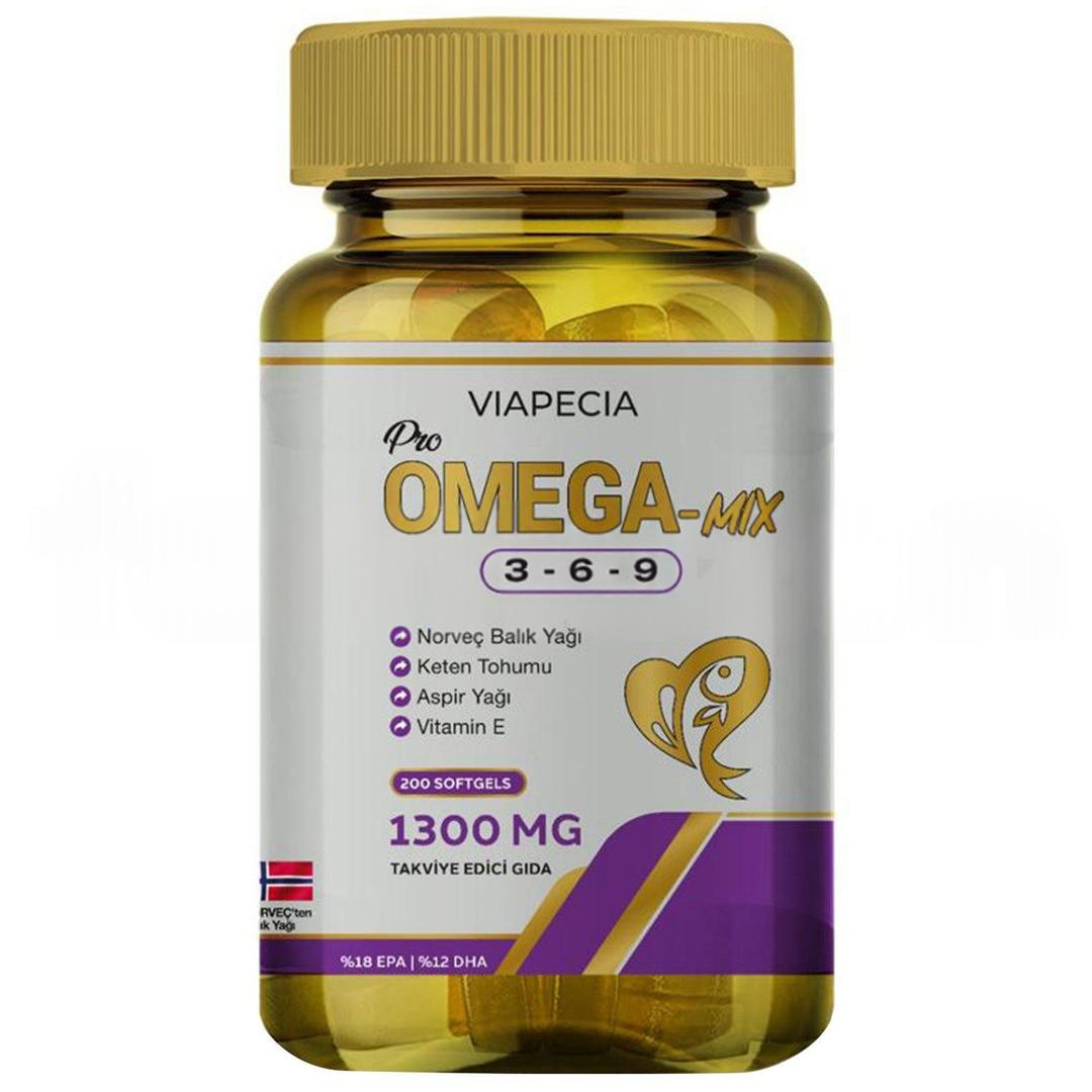 Viapecia Pro-Omega Mix 3-6-9 Norveç Balık Yağı 200 Yumuşak Kapsül - Eski Ambalaj