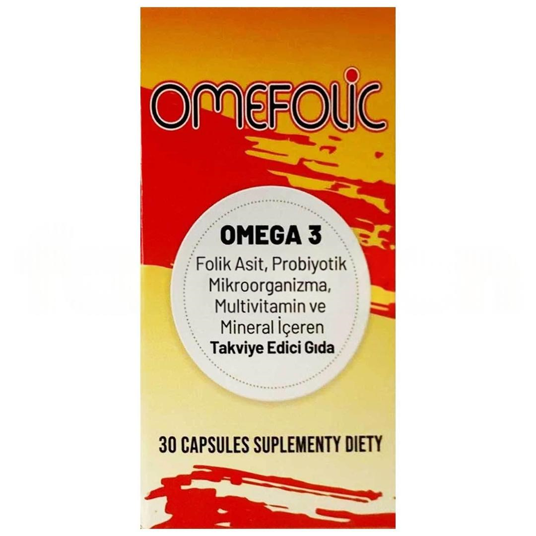 Omefolic Omega 3 & Folik Asit & Probiyotik & Multivitamin ve Mineral 30 Kapsül