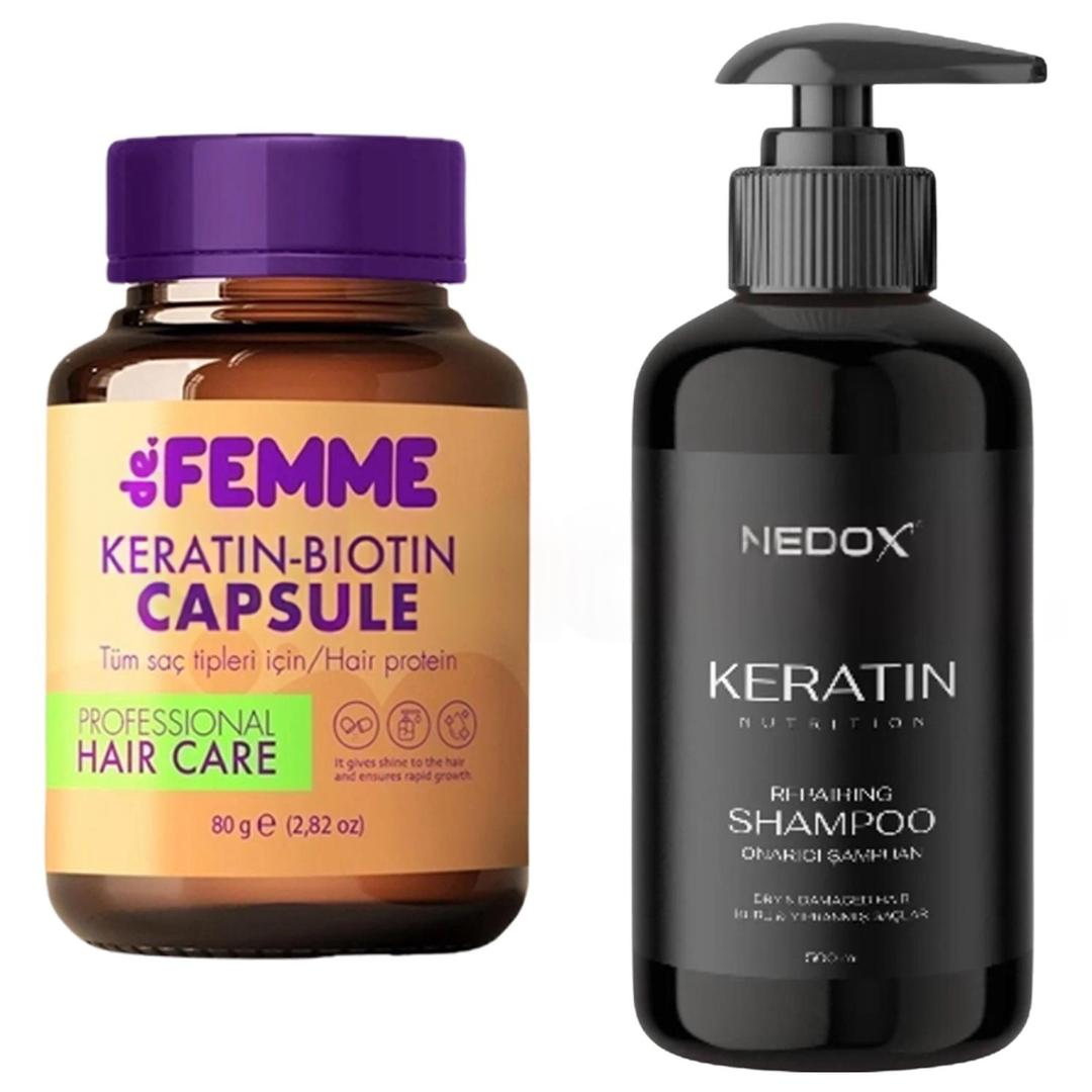 De Femme Saç Bakım Proteini 100 ml + Nedox Yıpranmış Saçlar İçin Keratinli Saç Bakım Şampuanı 500 ml