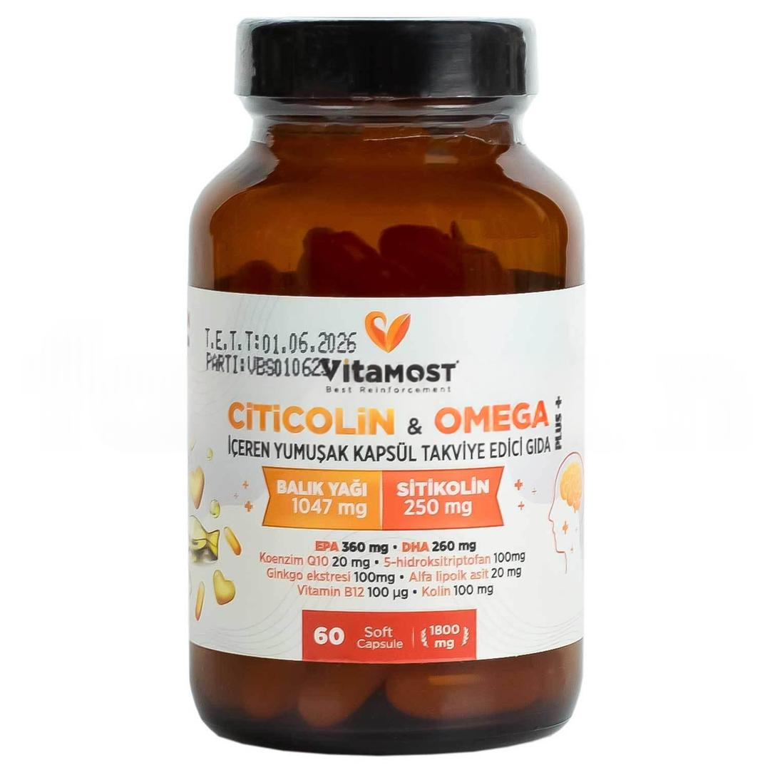 Vitamost Citicolin & Omega Plus 1800 mg 60 Softjel Kapsül