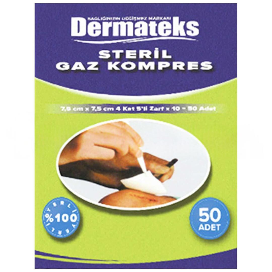 Dermateks Steril 4 Kat Gaz Kompres 5'li Zarf 7,5x7,5 cm - 50 Adet