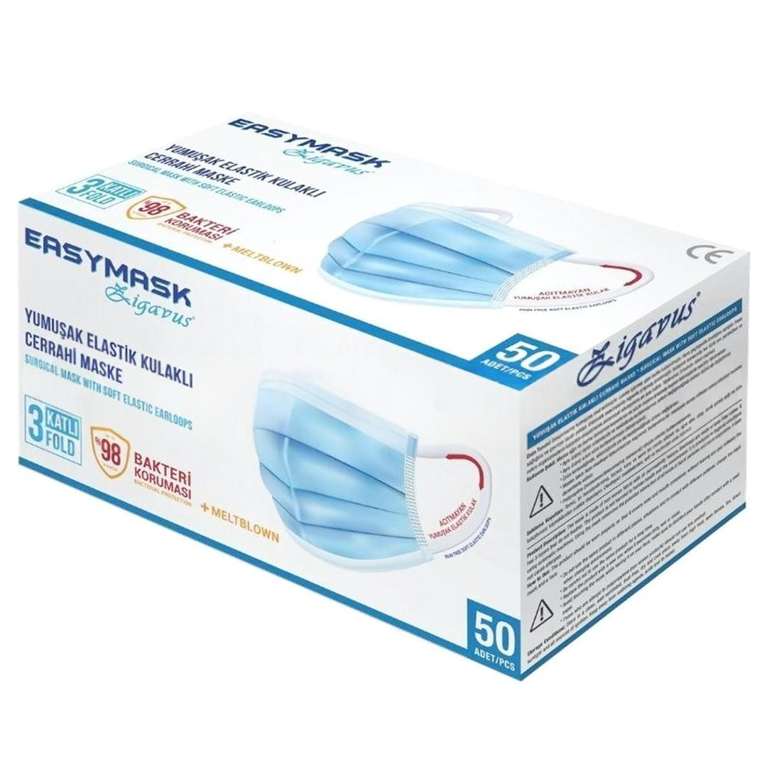 Zigavus Easymask 3 Katlı Meltblown Cerrahi Maske Telli 50'li (ÜTS Kayıtlı)