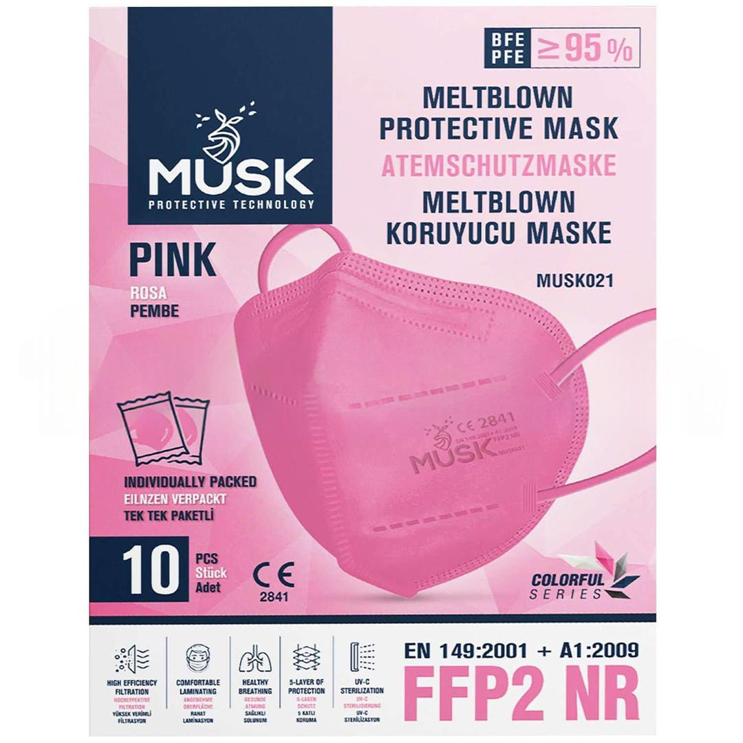 Musk Protective FFP2 NRD N95 Pembe Maske 10'lu