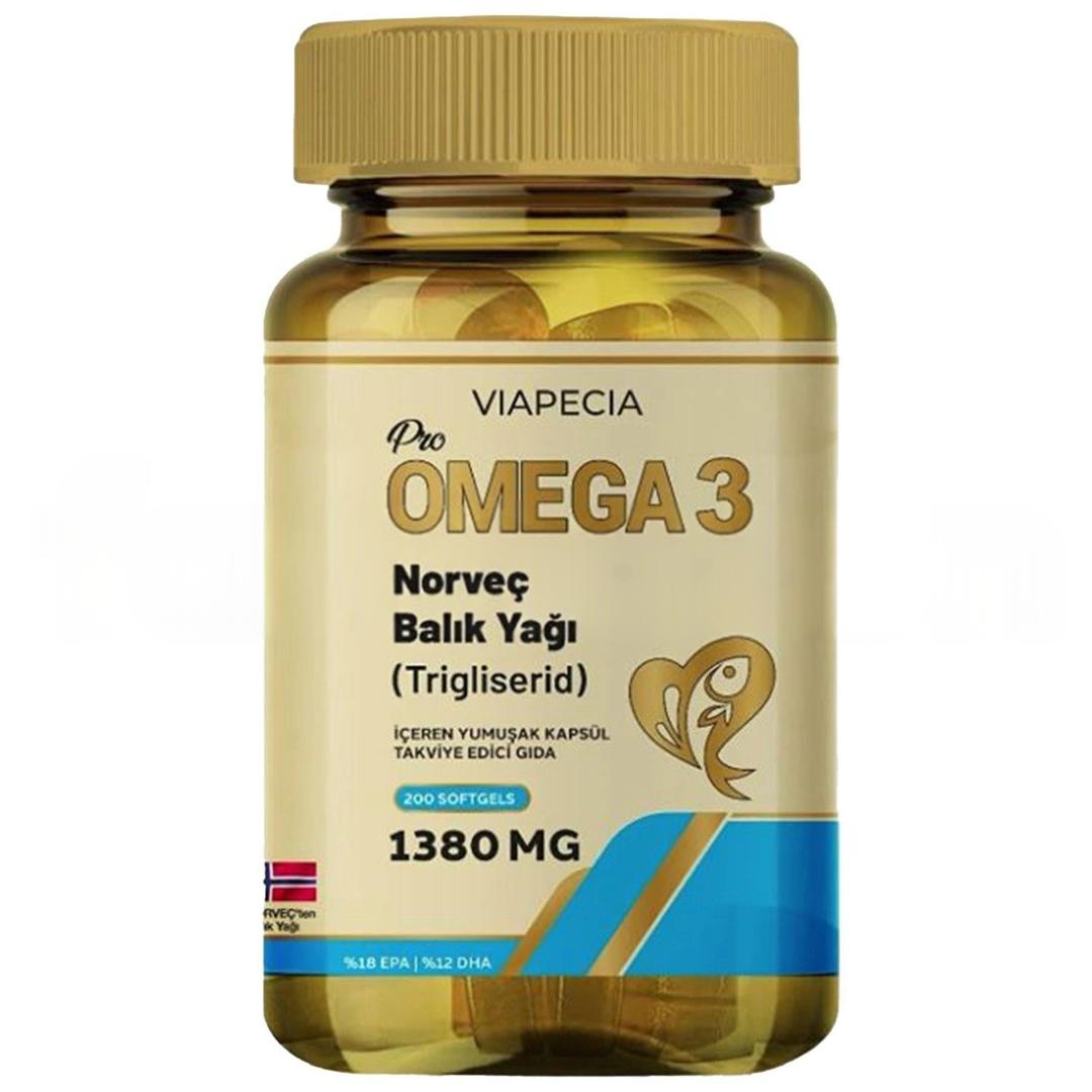 Viapecia Pro-Omega 3 Norveç Balık Yağı 200 Yumuşak Kapsül - Eski Ambalaj