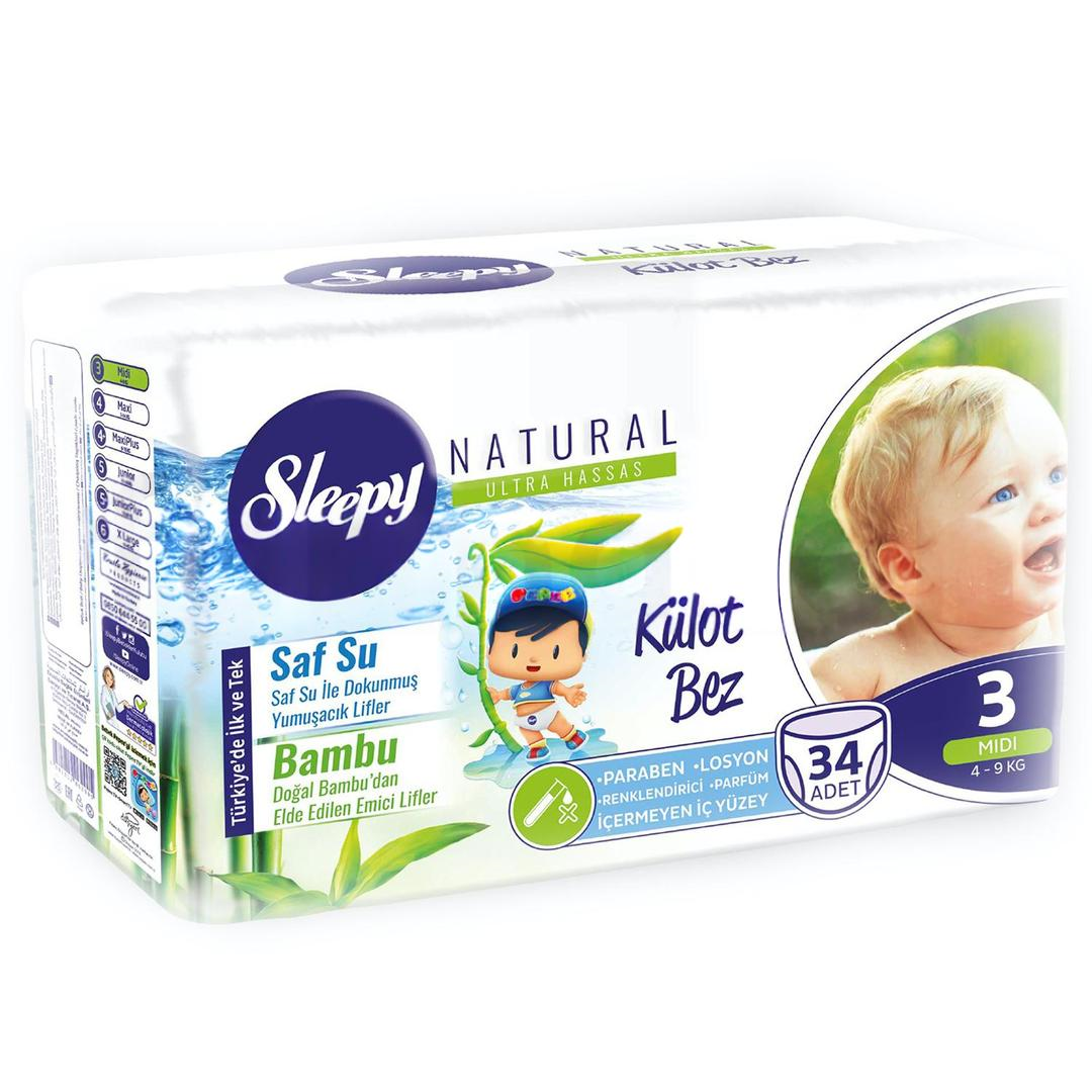 Sleepy Natural Külot Bez 3 Midi 34'lü