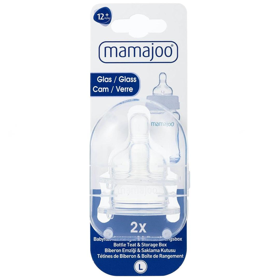 Mamajoo Cam Biberon Emziği Antikolik 12+ Ay 2'li & Saklama Kutulu Large No: 3