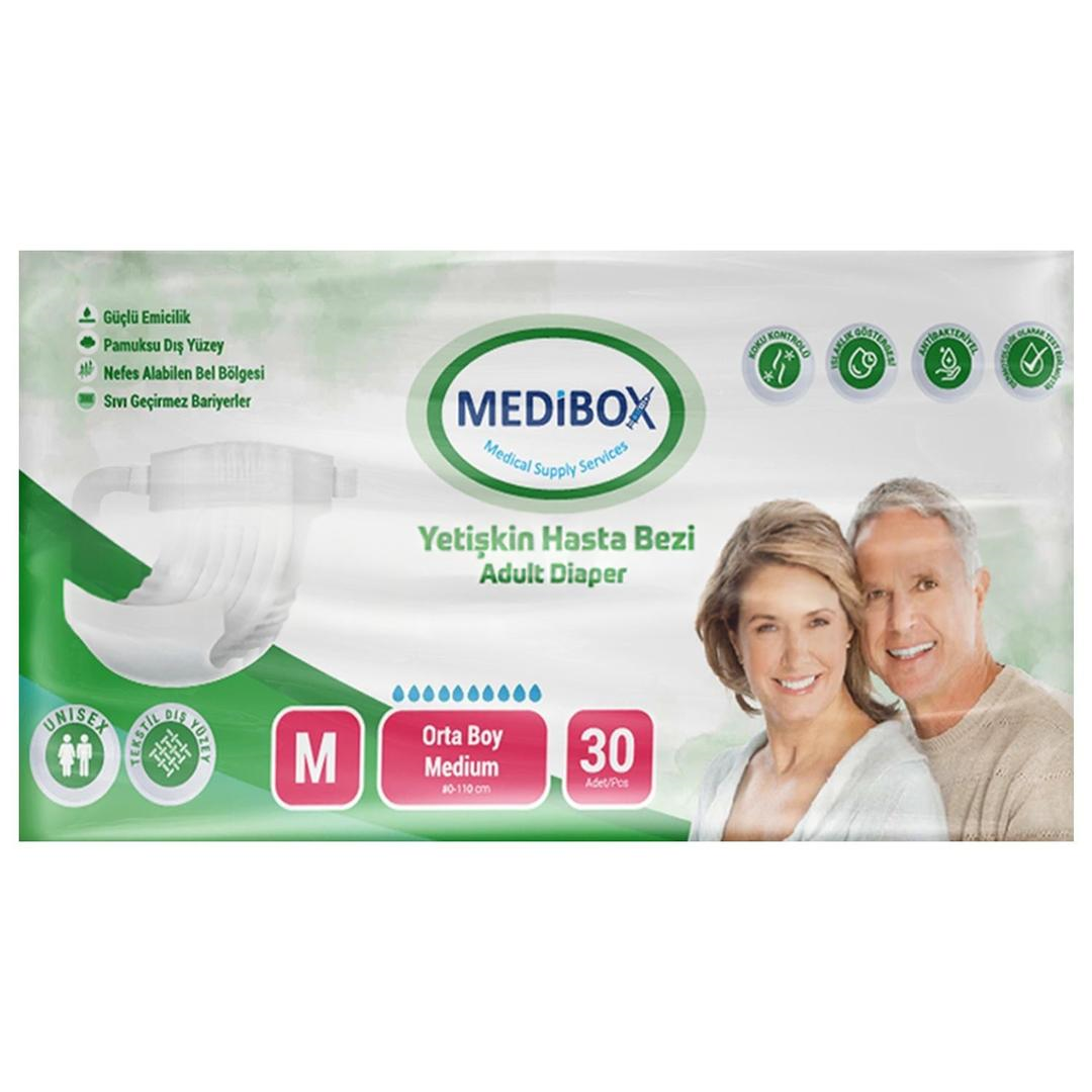 Medibox Yetişkin Belbantlı Hasta Bezi Orta Boy Medium 30 Adet Erkek Kadın - 1 Paket
