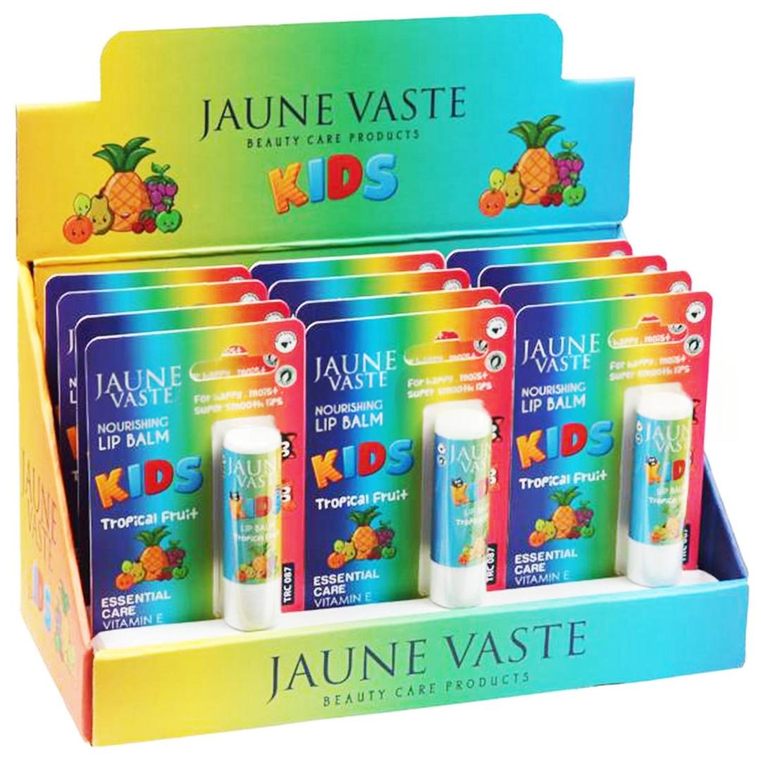 Jaune Vaste Lip Balm Kids Tropikal Meyveli Dudak Kremi - 12'li Stant