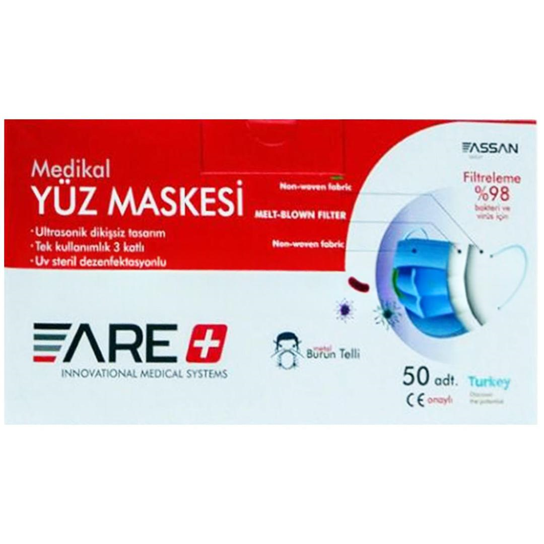 Are Maske 3 Katlı Meltblown Cerrahi Maske Telli 50'li (ÜTS Kayıtlı)