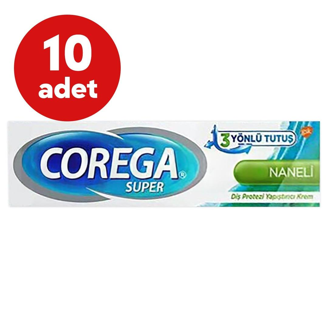Corega Süper Diş Protez Yapıştırıcı Naneli Krem 40 gr - 10 Adet