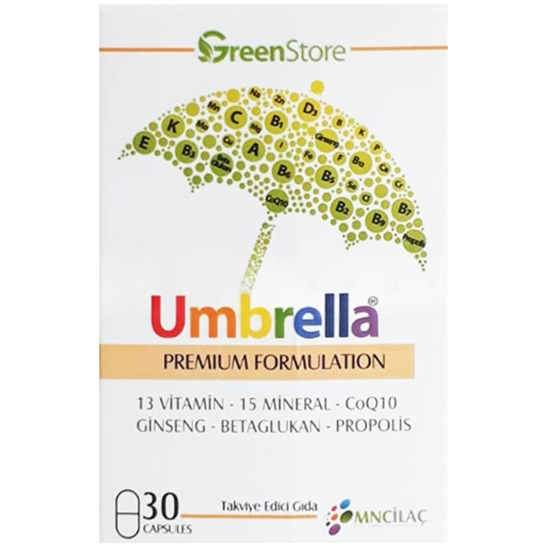 Umbrella Ginseng & Propolis & Koenzim Q10 & 13 Vitamin & 16 Mineral & Betaglukan 30 Kapsül