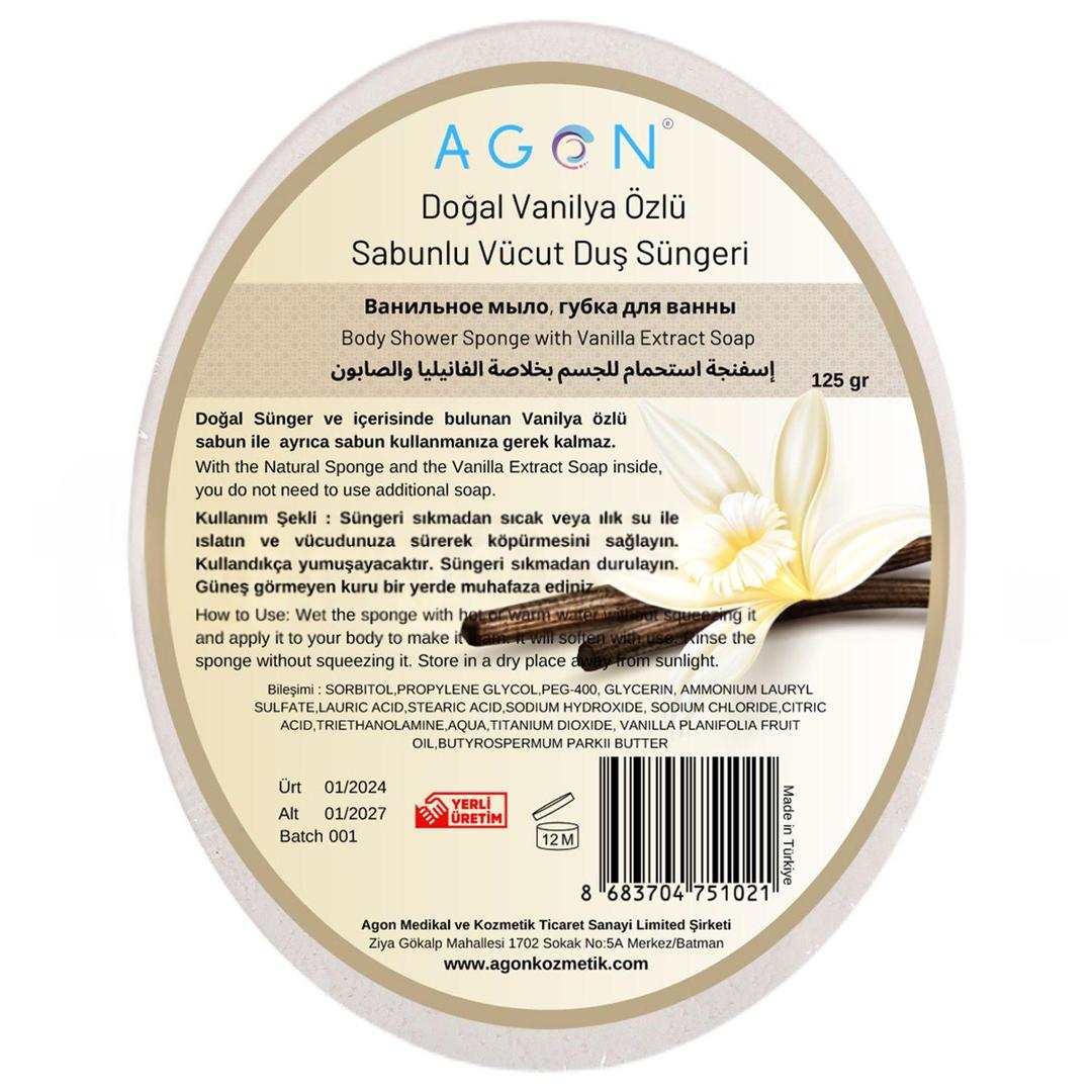 Agon Doğal El Yapımı Vanilya Özlü Sabunlu Vücut Duş Süngeri 125 gr