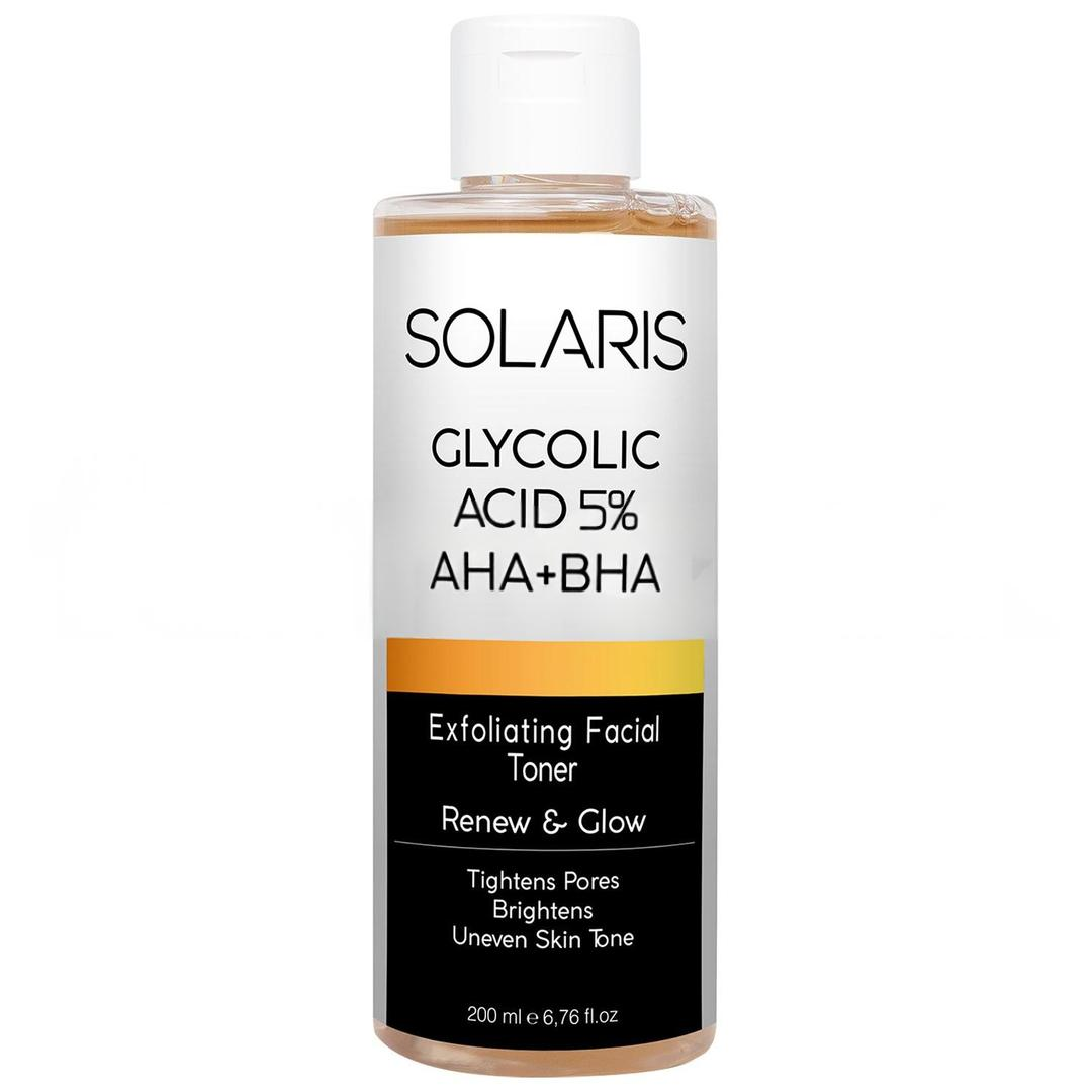 Solaris Gözenek Sıkılaştırıcı ve Arındırıcı Tonik Glycolic Acid 5% AHA BHA 200 ml