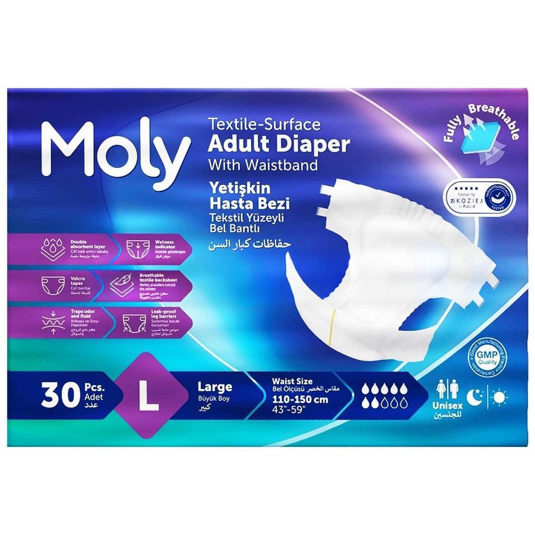 Moly Bel Bantlı Hasta Bezi 7 Damla Large 30'lu