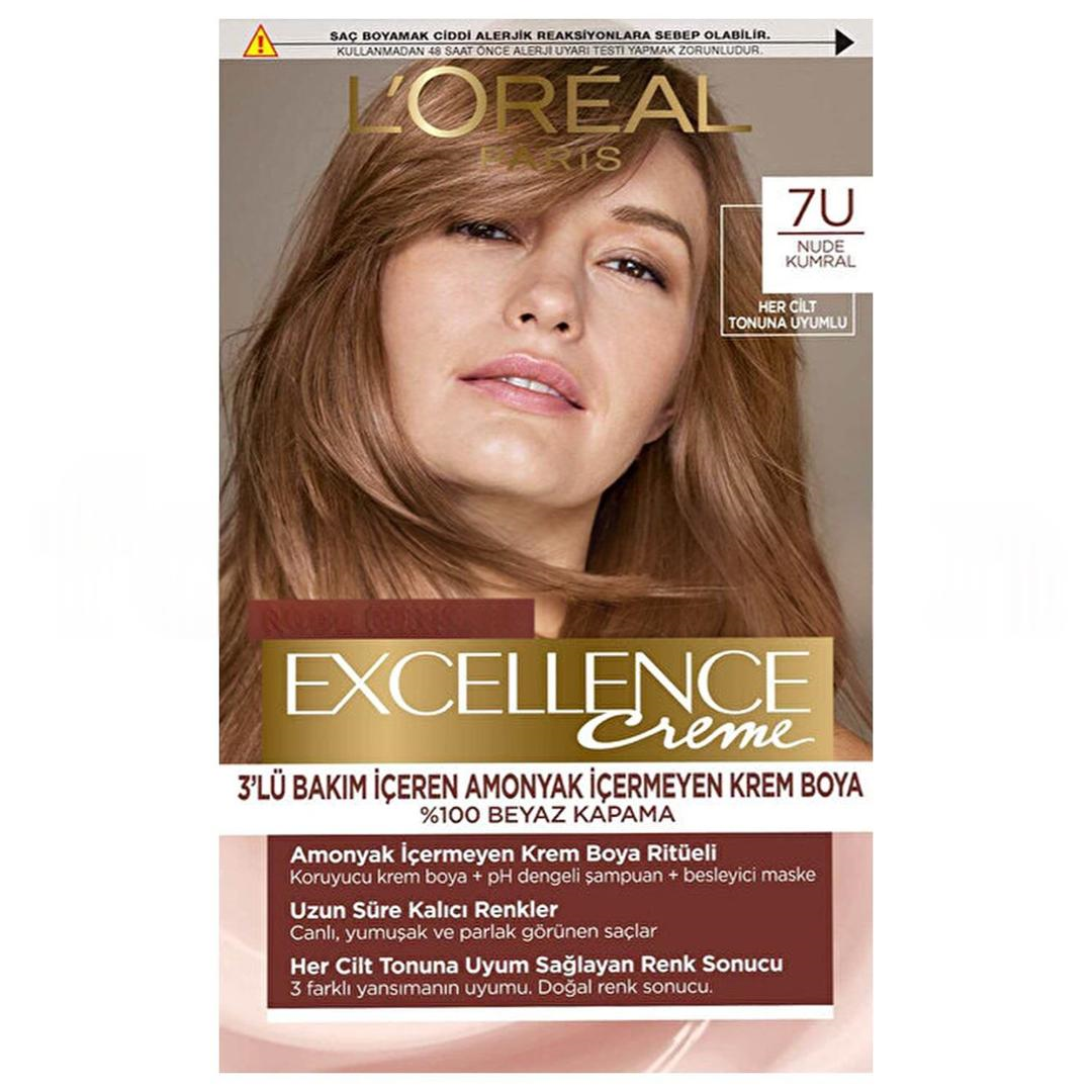 L'Oreal Paris Excellence Creme Nude Renkler Saç Boyası - 7U Nude Kumral