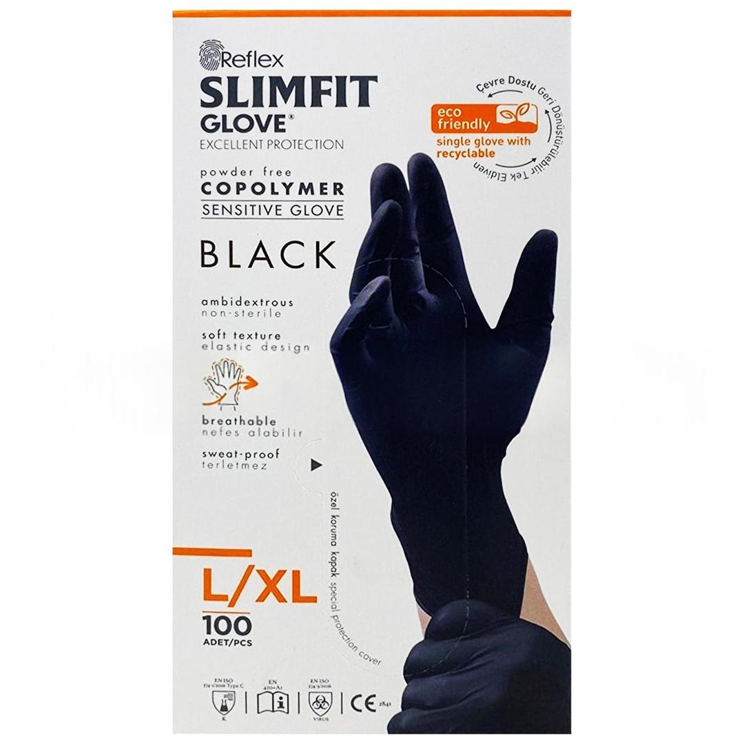 Reflex Slimfit Pudrasız Eldiven Siyah Large/xLarge 100'lü
