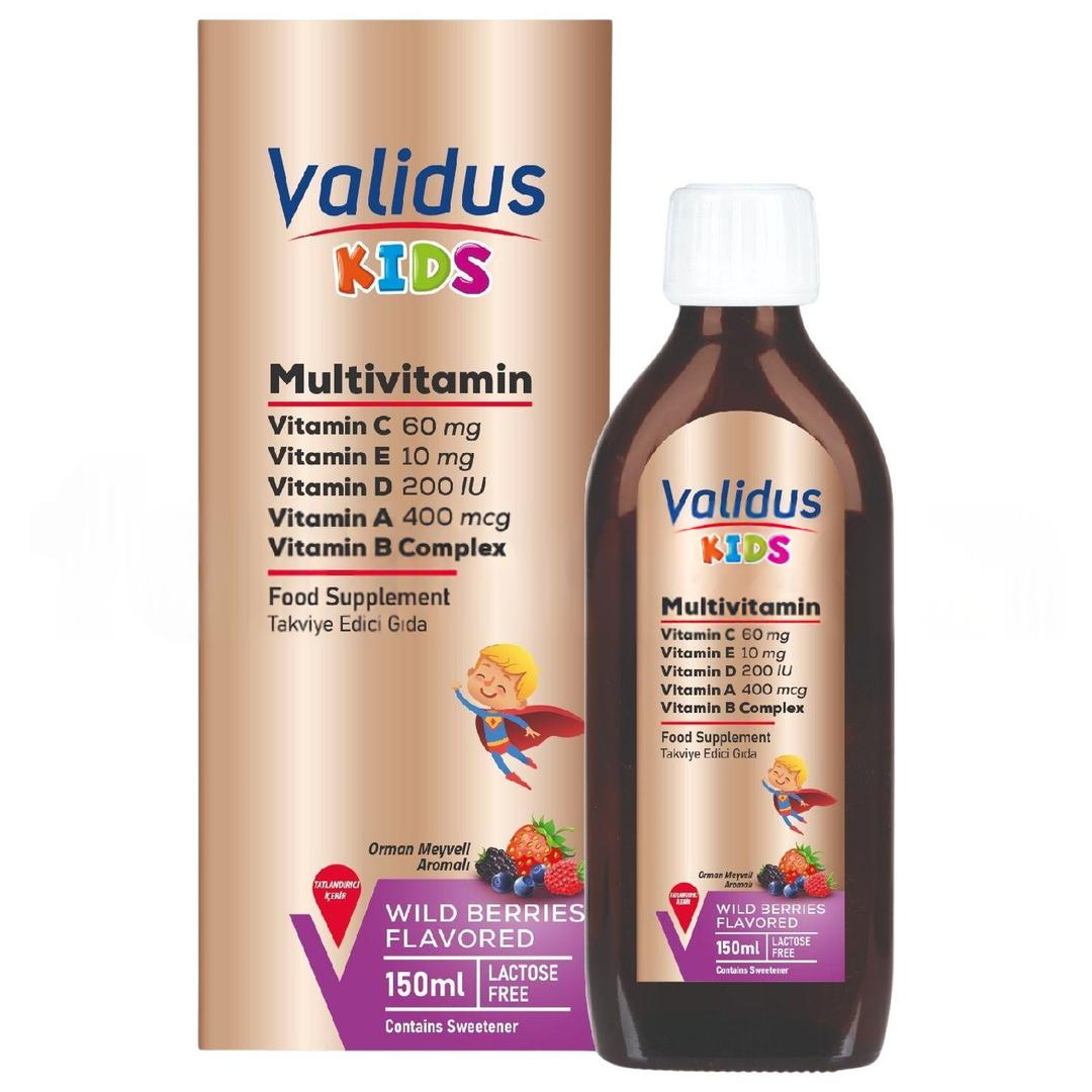 Validus Multivitamin Vitamin B12 + Vitamin B3 + Vitamin D3 + Vitamin A + Folic Acid Şurup 150 ml